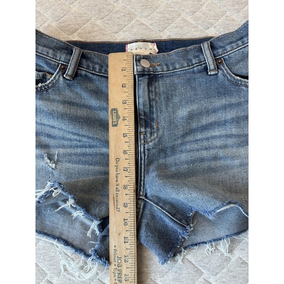 Hatch Denim Shorts Womens 28 Blue Maternity Distressed Raw Hem Frayed Cutoff - Picture 6 of 8